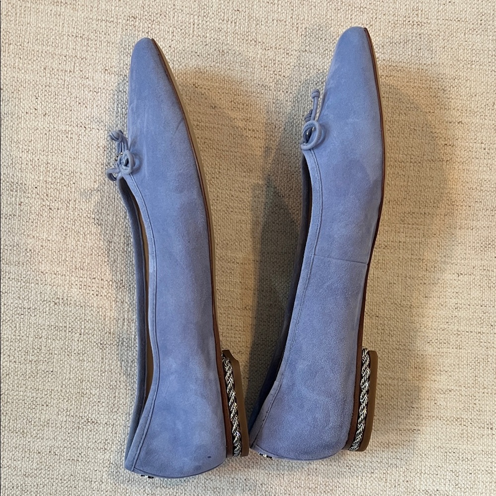 Elegant Blue Suede Women's Flats - Picture 3 of 8